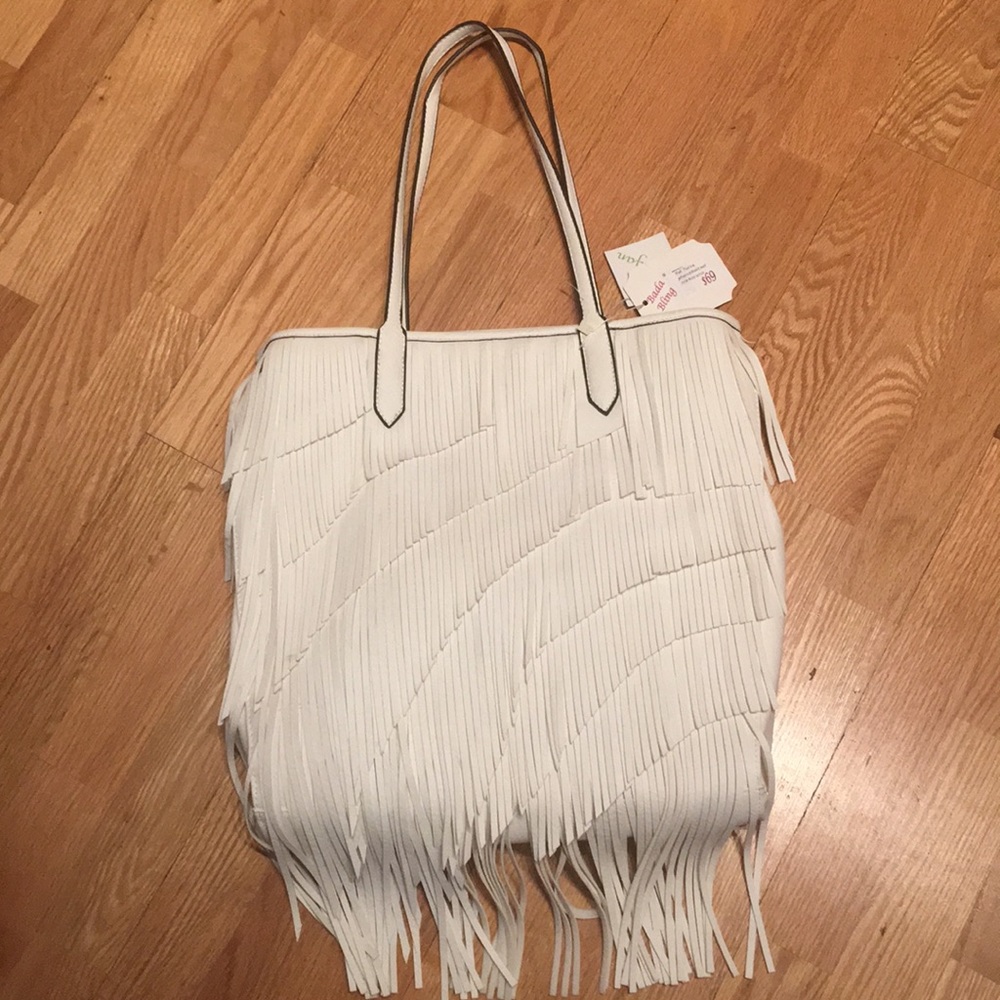 NWT White Fringe Handbag